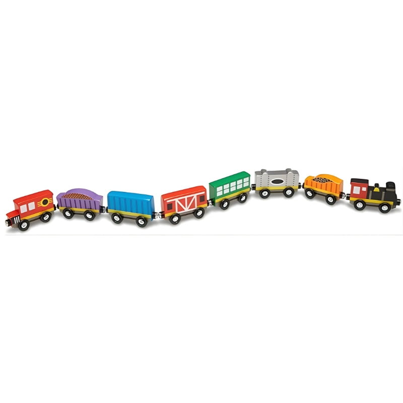 Melissa & Doug Wooden Magnetic Train Cars 8 Piece Educational Toy for Kids
