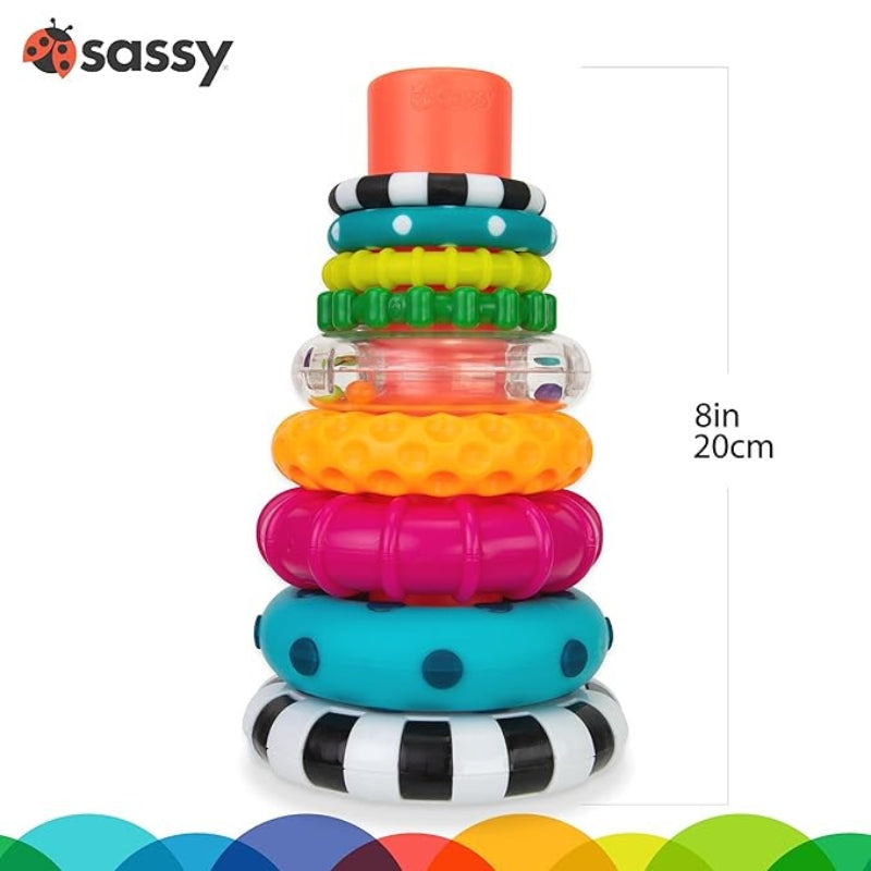 Sassy Stacks of Circles 9-Pc Stacking Ring STEM Learning Toy for Babies 6+