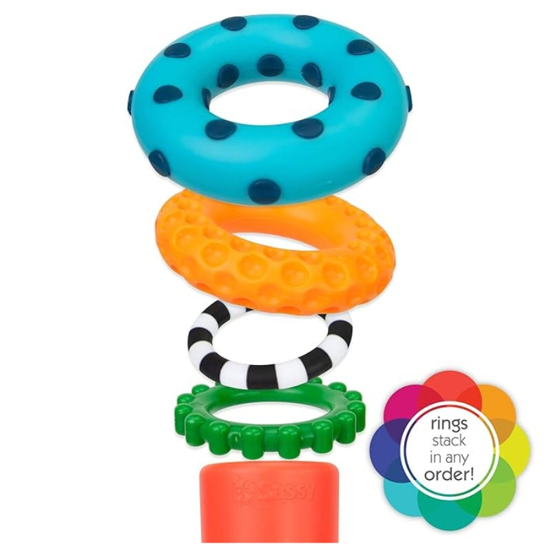 Sassy Stacks of Circles 9-Pc Stacking Ring STEM Learning Toy for Babies 6+