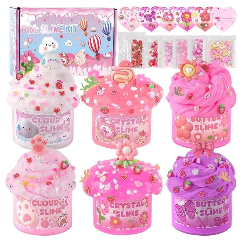 6 Pack Cloud Slime Kit for Kids Girls Boys Party Favors Birthday Gifts Kids