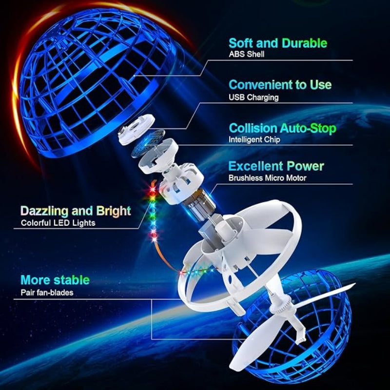 Flying Orb Ball 2025 Upgraded Blue Magic Hover Spinner with Lights Kids Gifts