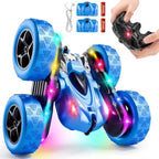 4WD RC Stunt Car 360 Flip Double Sided with LED Lights Kids Gift Blue Toys