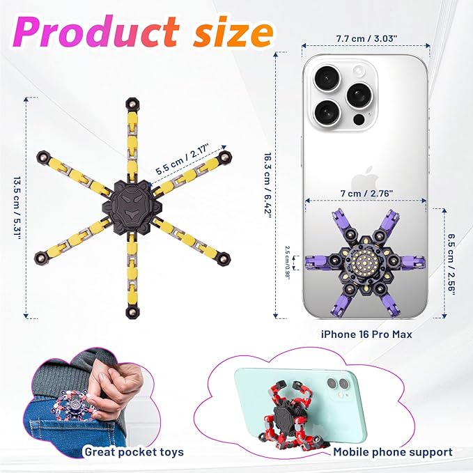 4 Pack Transformable Fidget Spinner Toys for Kids Teens Stress Relief Gifts
