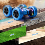 4WD RC Stunt Car 360 Flip Double Sided with LED Lights Kids Gift Blue Toys